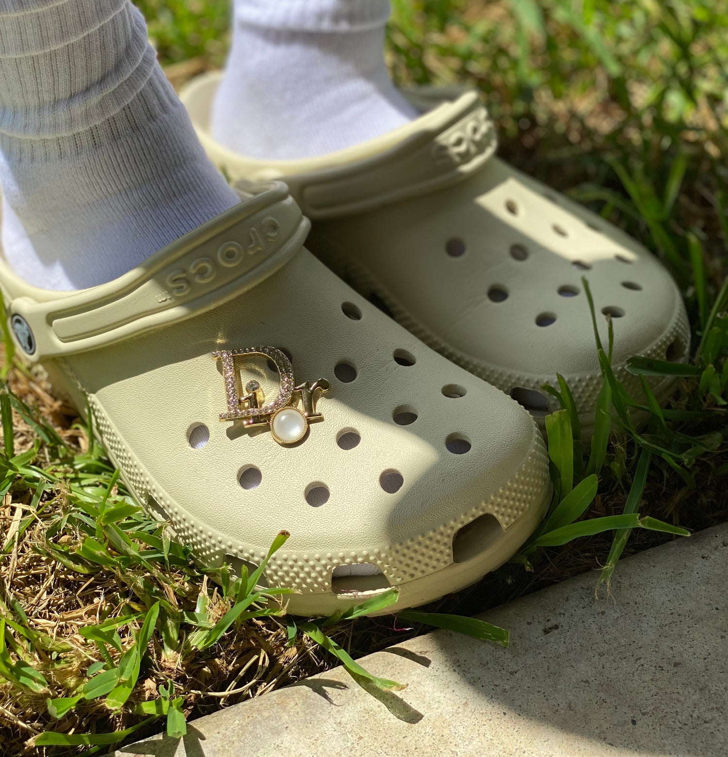 crocs with chanel charms bag