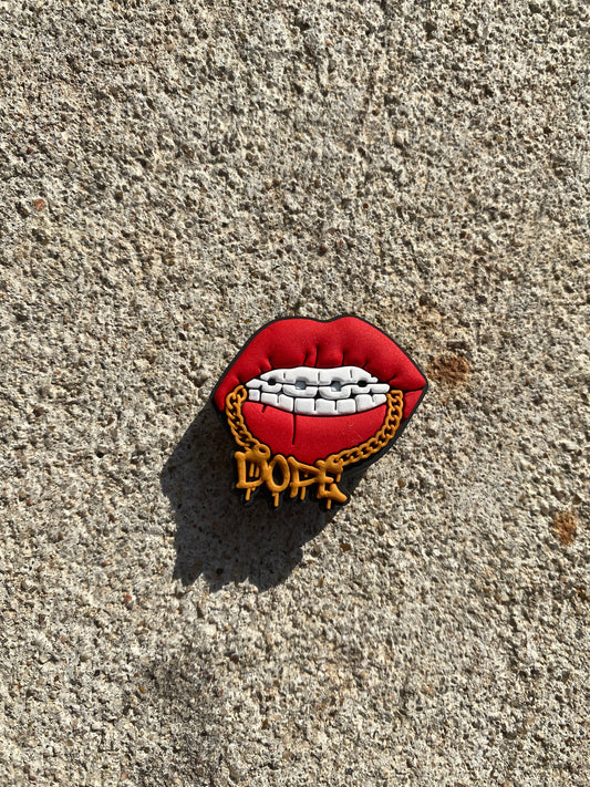 Dope Necklace in Red Lips Croc Charm Jibbitz Gift